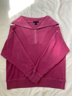 Forever 21 Oversized Magenta Quarter-Zip Sweater with Sailor Collar